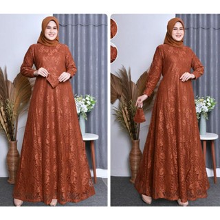 azalia mode gamis brukat dress kondangan gamis jumbo ukuran m.l.xl.xxl.xxxl free masker