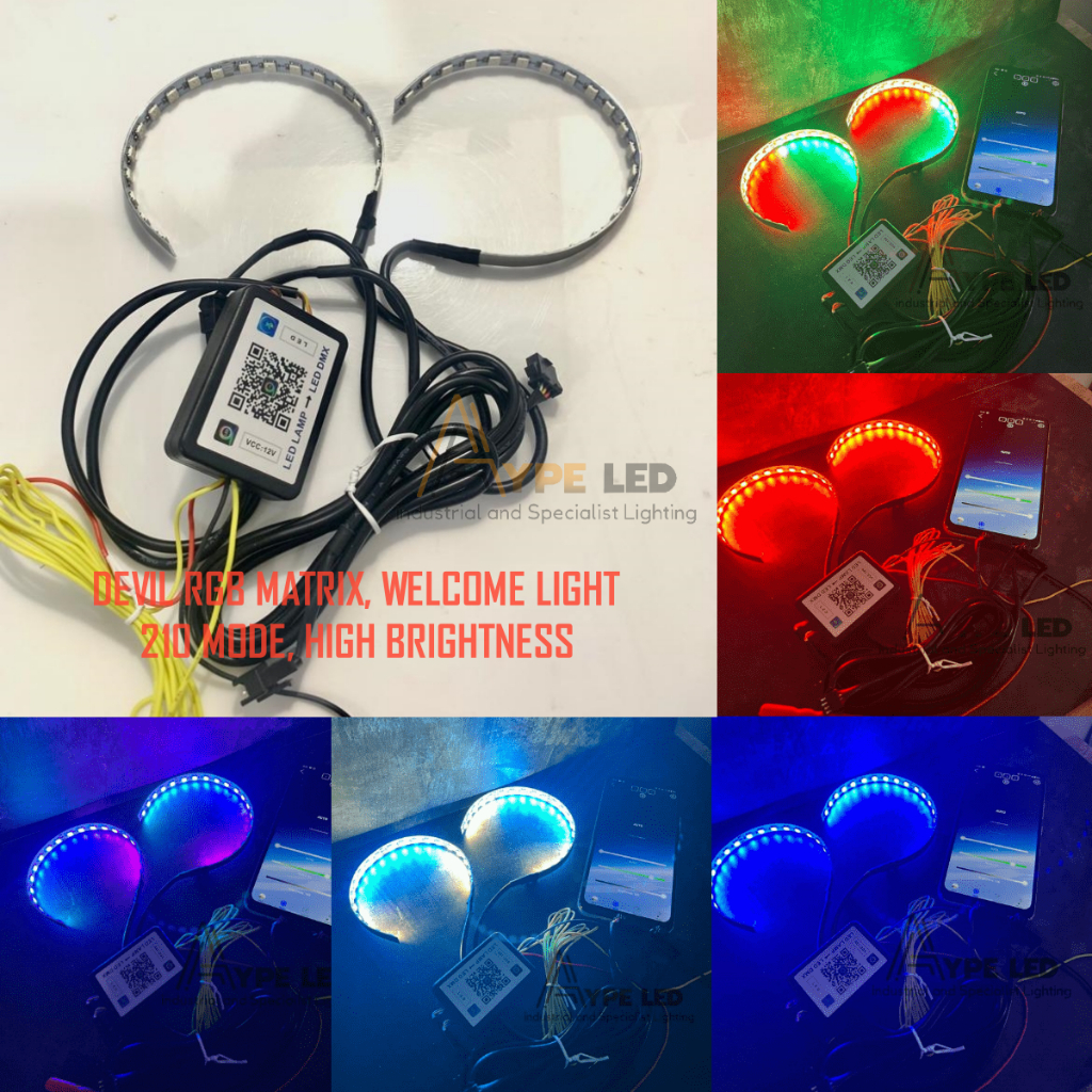 ต้นฉบับ DEVIL EYE RGB MATRIX WELCOME LIGHT 2023 ใหม่ DEVIL RGB CONNECTION HP IOS / ANDROID BLUETOOTH