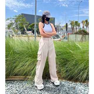 Celana Cargo Wanita Highwaist Premium Jumbo Pinggang Karet CARGO PANTS WANITA AMERICAN DRILL