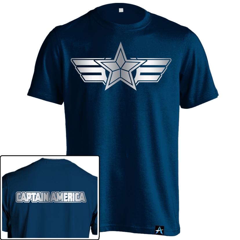 เสื้อยืด Captain America Navy Silver Superhero HER-01 เสื้อ Premium Distro