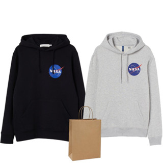 9.9 เสื้อกันหนาวมีฮู้ด HM Nasa Global Grey Black HnM Unisex …