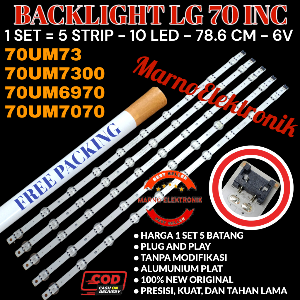 MATA LG TV BACKLIGHT 70 INC 70UM 70UM73 70UM7300 70UM6970 70UM7070 BL LAMP 10K 6V FROG EYES