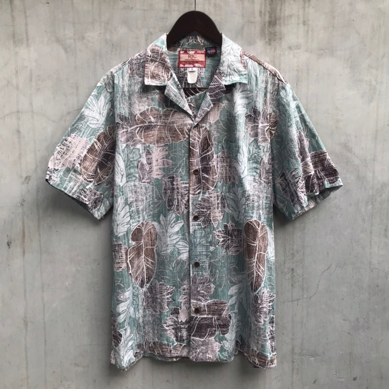 KEMEJA เสื้อคอปกเปิดโดย RJC เสื้อฮาวายพิมพ์ใหญ่