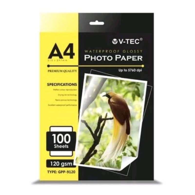 Vtec A4 120 แกรม กระดาษภาพถ่ายเคลือบเงา 120 แกรม กระดาษภาพถ่ายเคลือบเงา Vtec