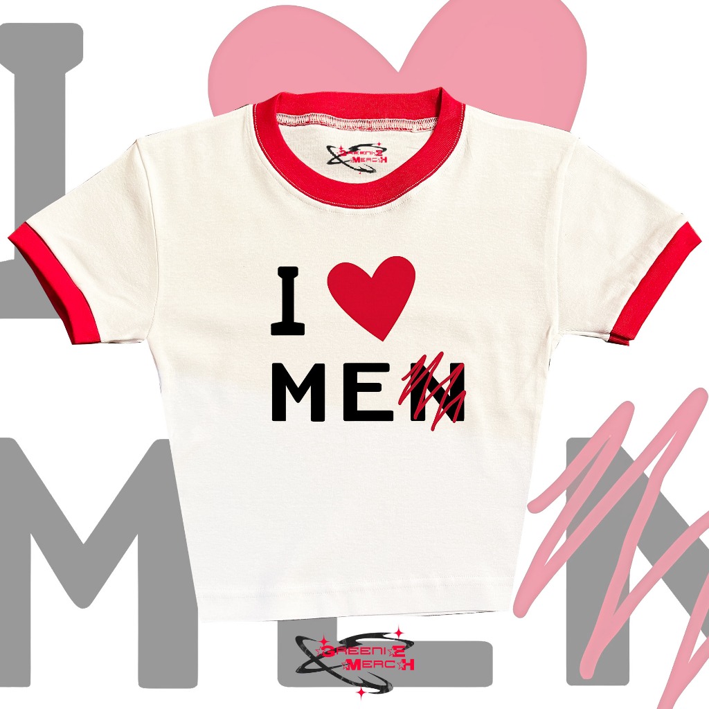 เสื้อครอป baby Tee I Love Me Ringer Red