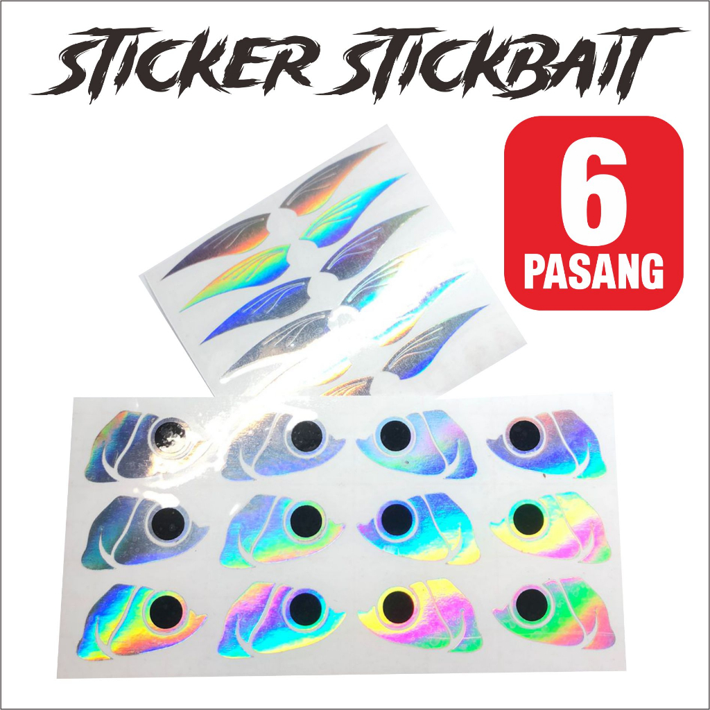 สติกเกอร์โฮโลแกรมล่อตกปลา 6 คู่ | Custom Glow Stickbait Popper Jig Bait Sticker