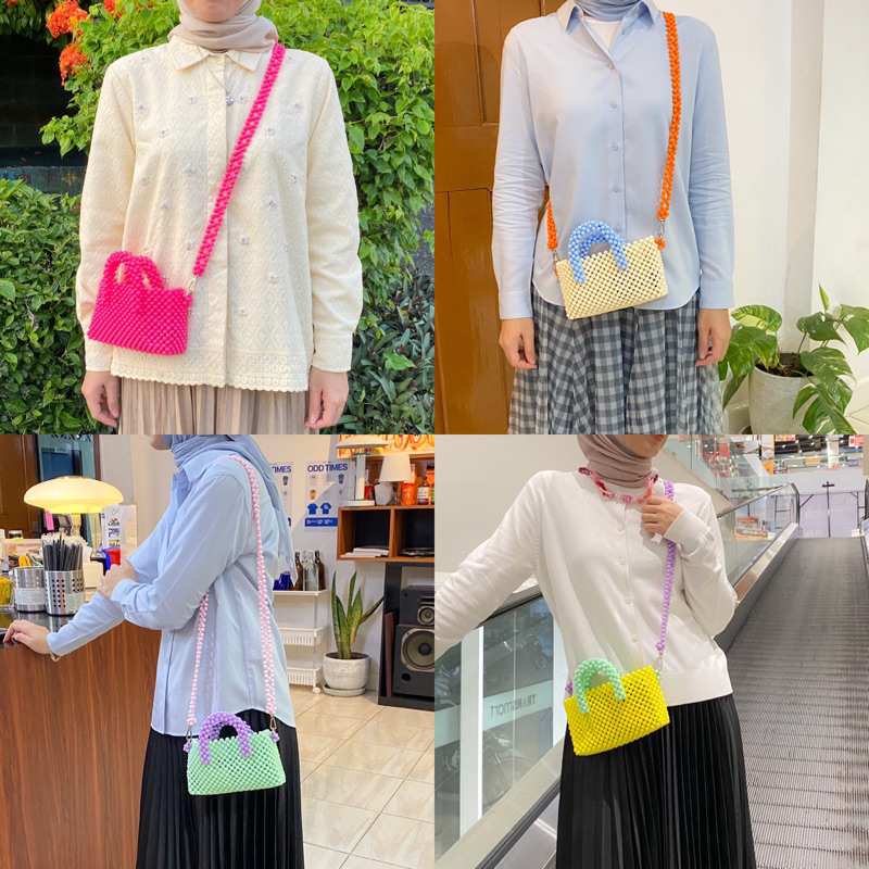 BEADED SLING BAG / BEADED BAG / BEADS BAG