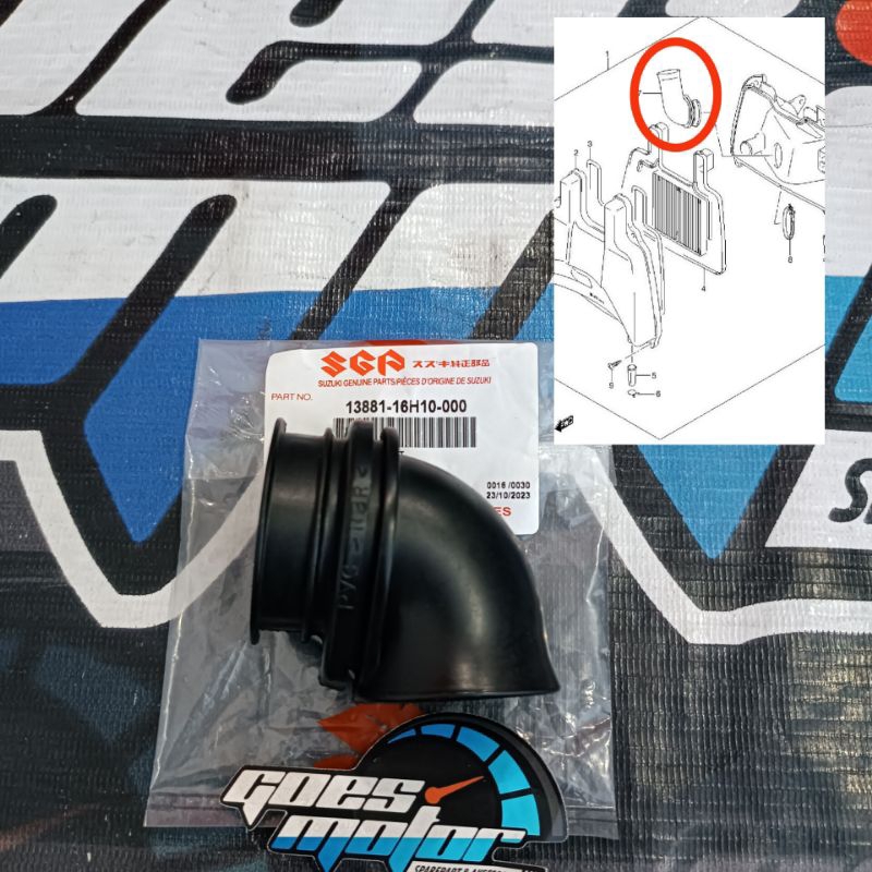 TUBE OUTLET / RUBBER BOX AIR FILTER SMASH TITAN / EXCELLO / SHOGUN FL 13881-16H10 ORIGINAL SGP