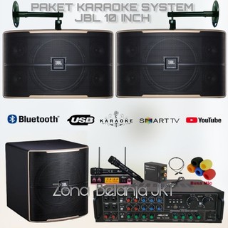 PAKET SOUND SYSTEM KARAOKE SPEAKER JBL PASION 10 10 INCH + SUBWOOFER JBL 12 INCH AKTIF AMPLIFIER USB BLUETOOTH MURAH BERKUALITAS ORIGINAL