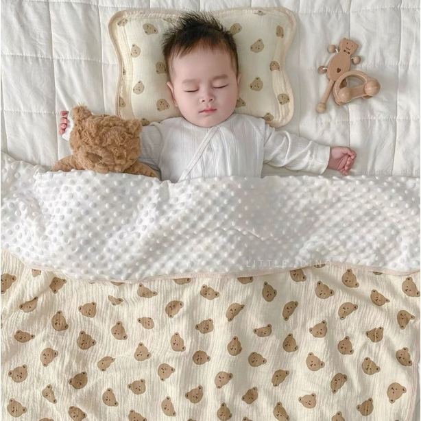 ULTRA Bamboo Bubble ผ้าห่มเด็ก 100x110cm / ผ้าห่มเด็กเกาหลี Minky Stitches Cotton Dot