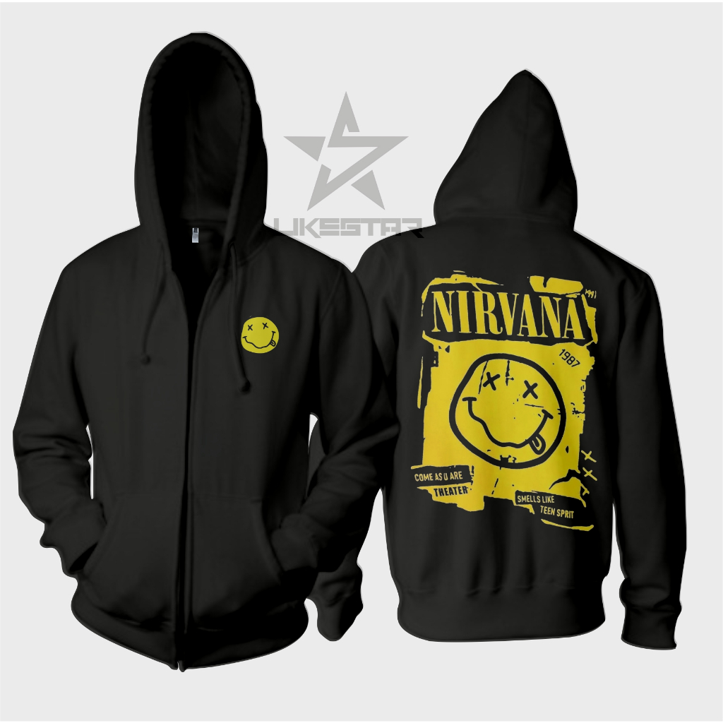 Nirvana Band Unisex เสื้อกันหนาวมีฮู้ดซิปคุณภาพพรีเมี่ยมสําหรับผู้ชายและผู้หญิง