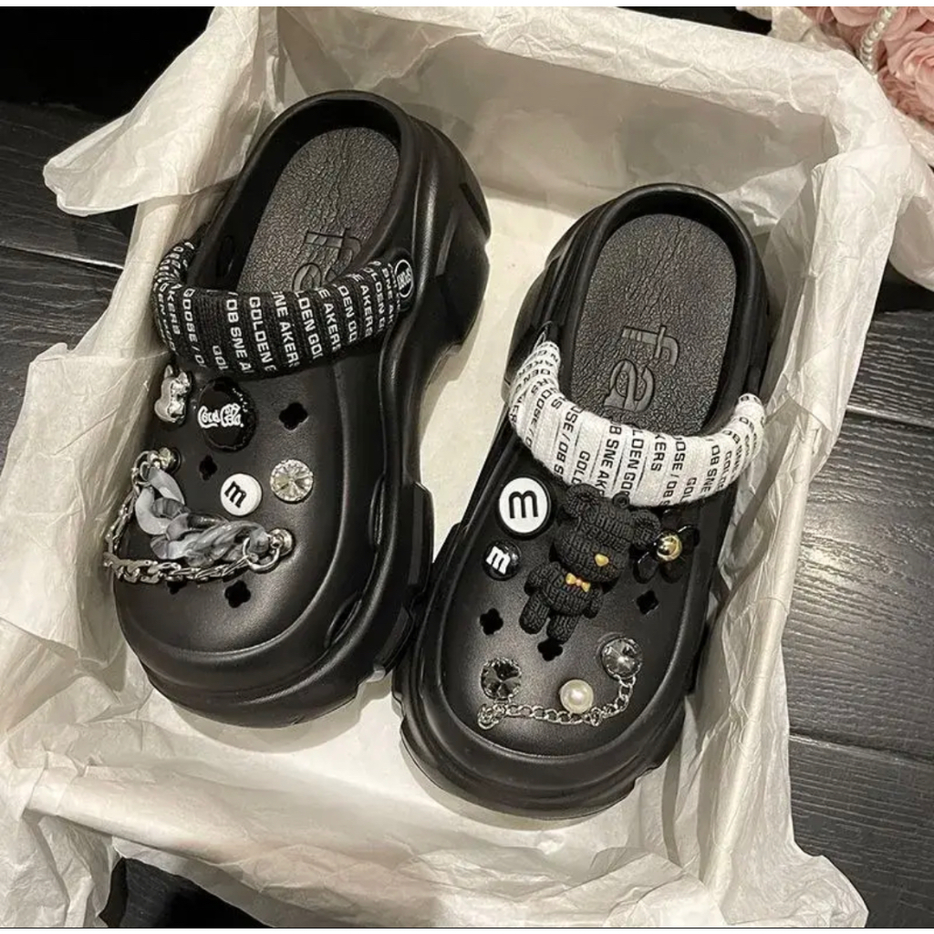 Baim Kawzzz Jibbitz Sandals/รองเท ้ าแตะผู ้ หญิงคลาสสิก Bae Clog แพลตฟอร ์ ม Balance 8888-R1/8888-R