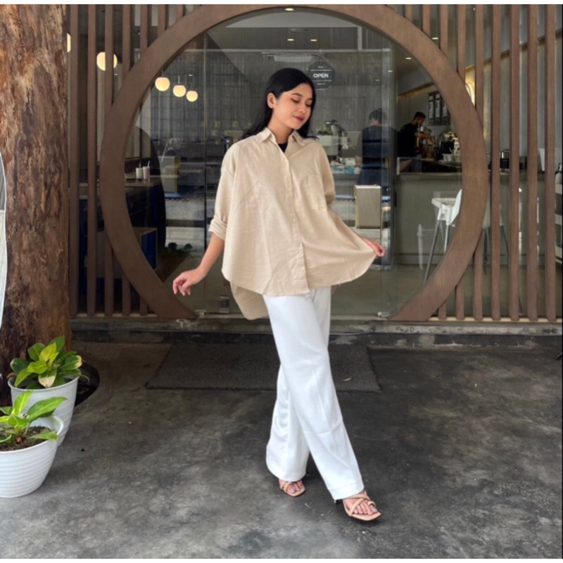 Kemeja เสื้อเชิ้ตผู้หญิง OVERSIZE LINEN SHIRT OVERSIZE PREMIUM LINEN SHIRT