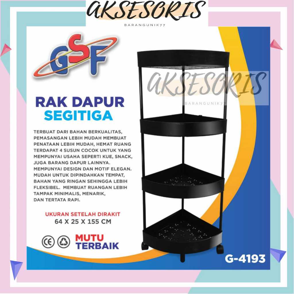 GSF G-4193 RACK / GSF G 4193 TRIANGLE KITCHEN RACK / 4 TIER TRIANGLE RACK / 4 TIER RACK / MULTIPURPO