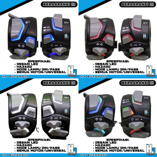 Saklar Holder SET Nyala LED Vietnam H4 Body Black Soket NMAX OLD dan Universal Nyala LED tersedia warna Biru Merah Putih Pelangi Holder Switch Set With Lighting LED Motorcycle Universal