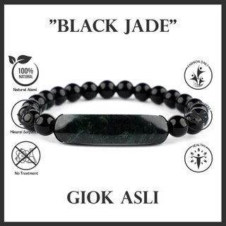 Gelang Giok Hitam Natural Black Jade Asli Original Pria Wanita
