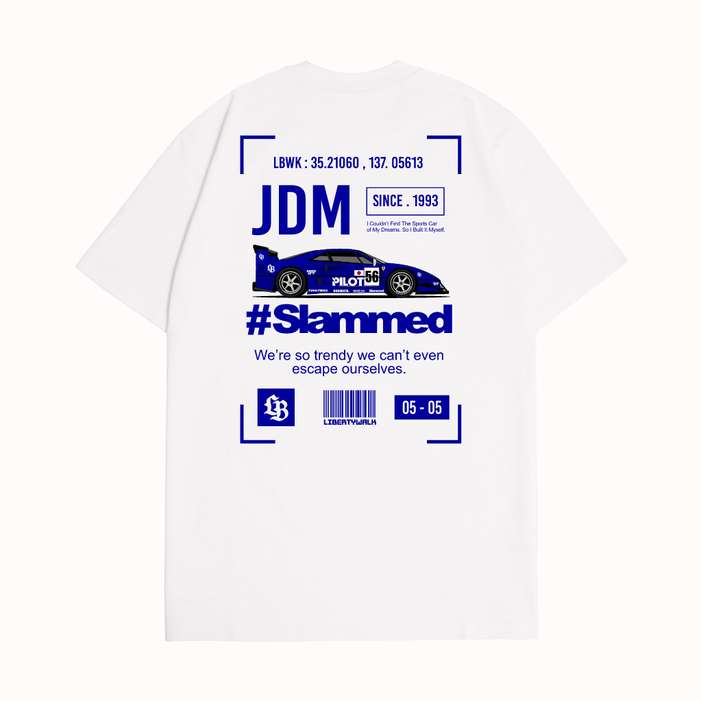 KRMK เสื้อยืด Unisex Distro เสื้อ JDM รถภาพ LIBERTY WALK SLAMMED FERRARI F40 PILOT LBWK
