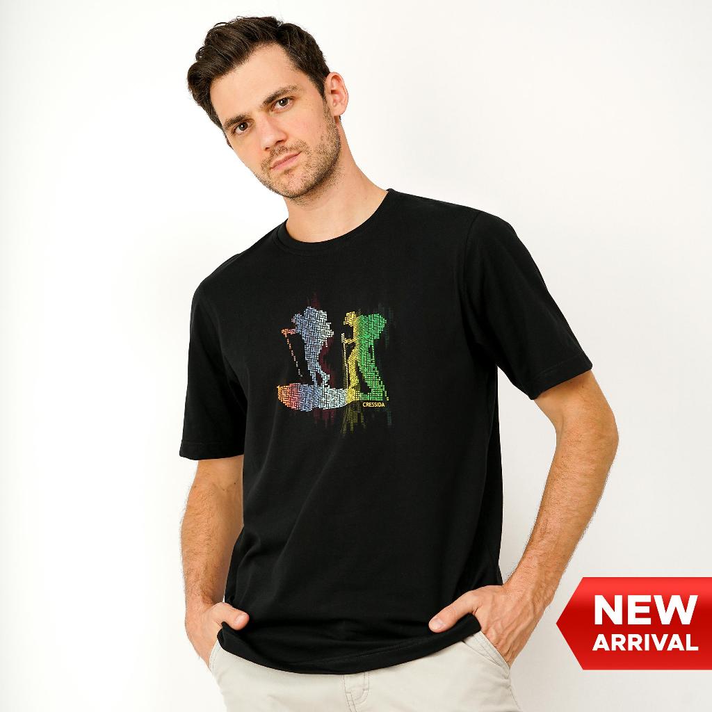 เสื้อยืดแขนสั้นผู้ชายสีดําปกติ Cressida - MMBDS.QB138H