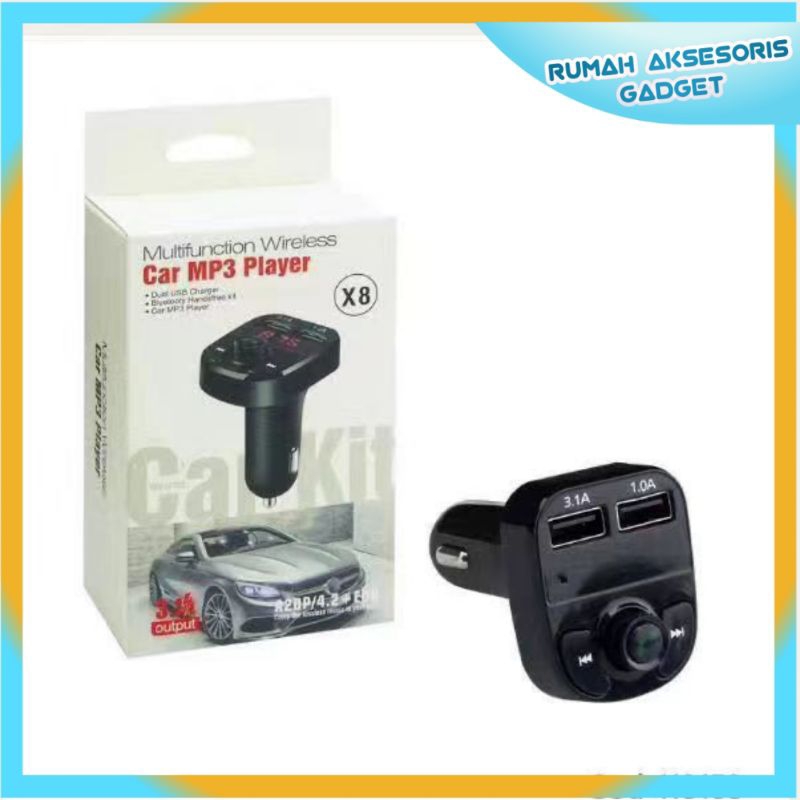 ที่ชาร์จในรถยนต์ SAVER BLUETOOTH LED RGB MD01 MD02 X8 พร้อมโมดูล USB FM 2 อัน CAR TRANSMISSION MP3