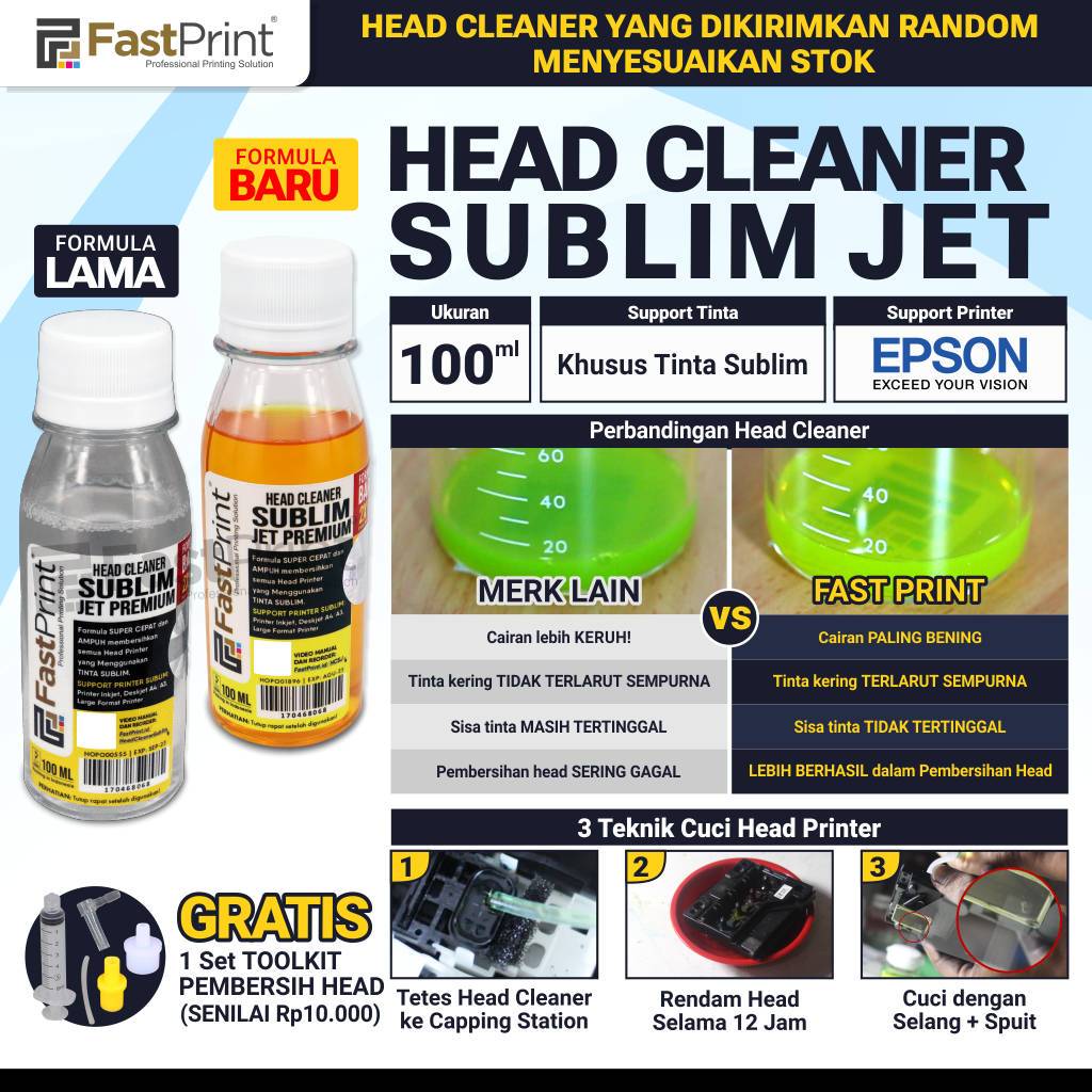Fast Print Head Cleaner Sublim Jet Premium Inkjet Printer Cleaner 100 ML