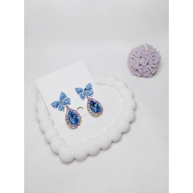 Douyin การนําเข้าต่างหูโบว์น้ําแข็งสีฟ้า