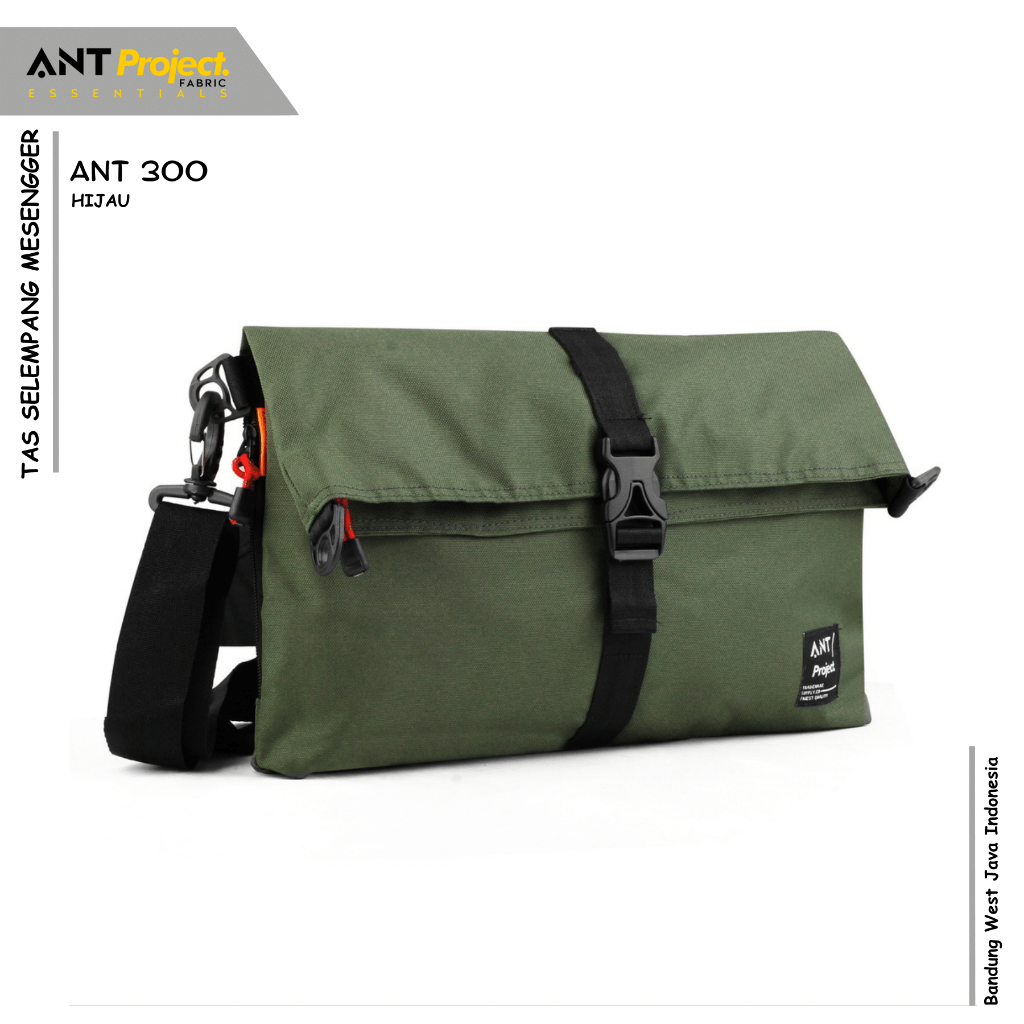 HIJAU ANT PROJECT - ANT 300 Army Green Messenger กระเป๋าสะพายไหล่
