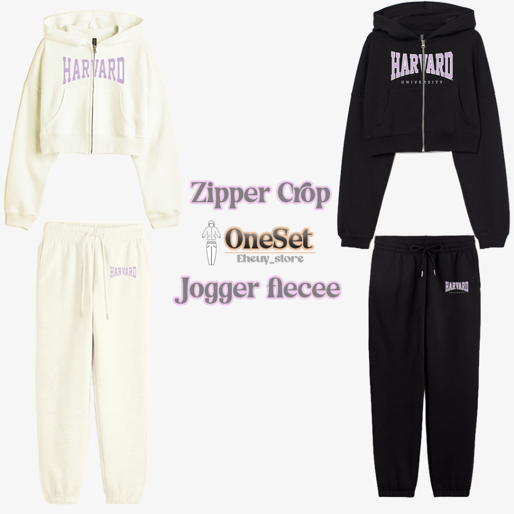 Katun ขายดีที ่ สุด! Harvard Zipper Harvard Jogger Harvard Cotton Zipper Crop Women Jogger Pants Wom