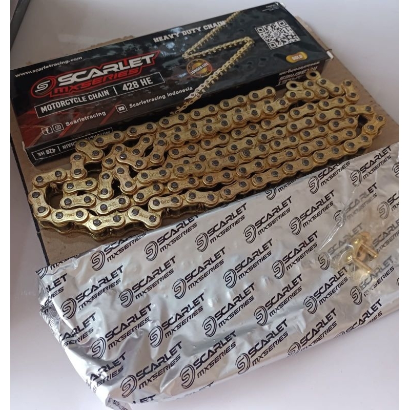 MOTORCYCLE CHAIN 428/140 SCARLET ORIGINAL GOLD HSBT SSS CHAIN 428