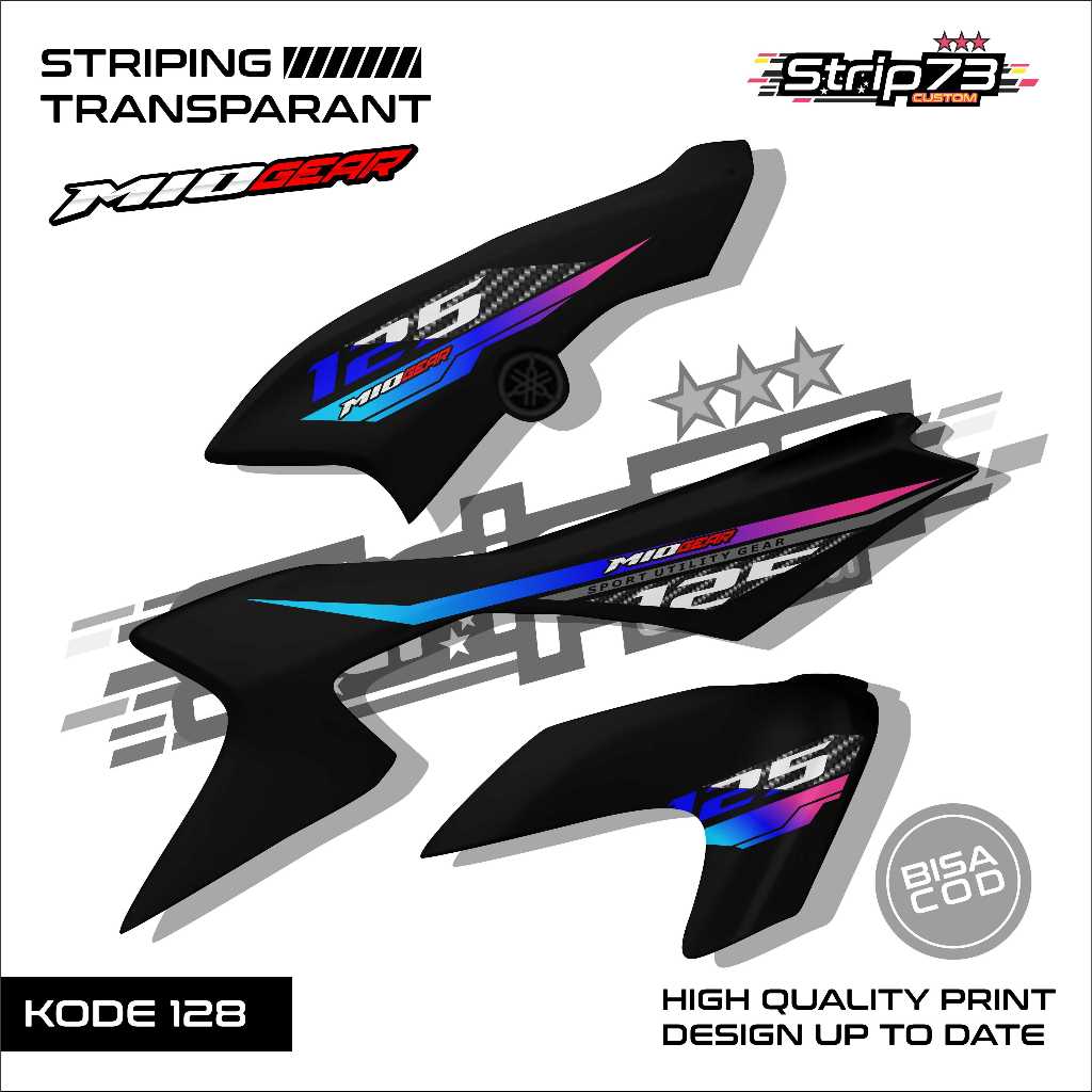 128 UV MIO GEAR TRANSPARENT STRIPING STICKER RACING VARIATION LIST DESIGN