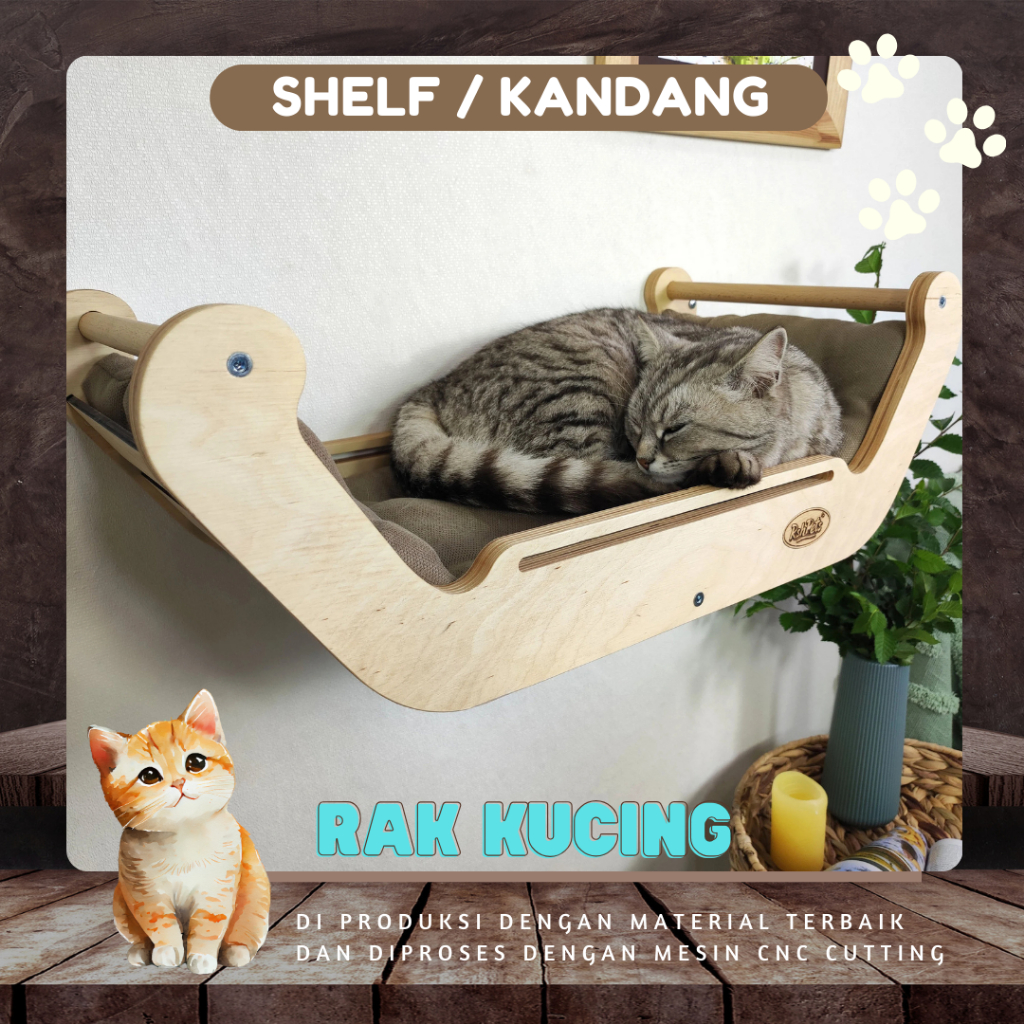 MARVELWOODCUT -SHELF/HANGING SHELF สําหรับแมว PLYWOOD/PLYWOOD SHELF สําหรับแมว