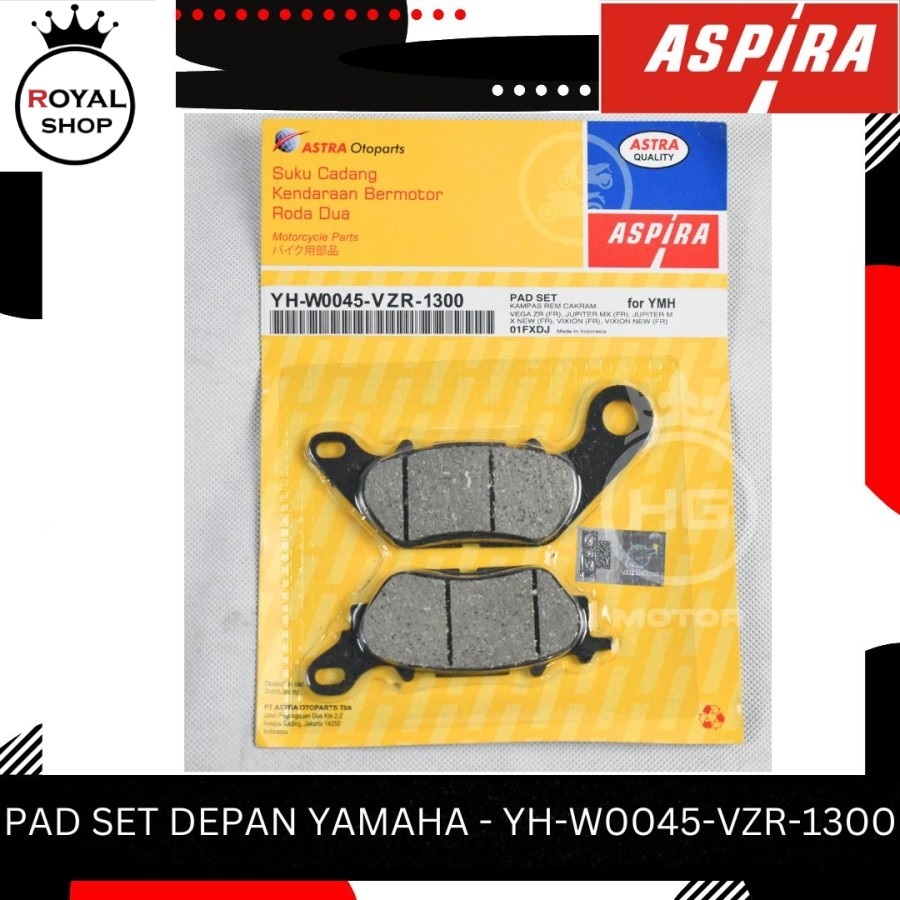 ผ้าเบรคหน้า YH-W0045-VZR-1300 Aspira Original VEGA R ZR NMAX MIO