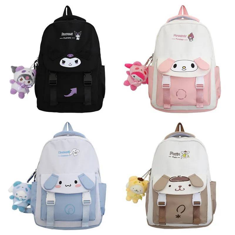 Sanrio BPS08 KUROMI CINNAMOROLL MYMELODY กระเป๋าเป้นักเรียนสําหรับผู้หญิงและวัยรุ่น สไตล์เกาหลี แฟชั