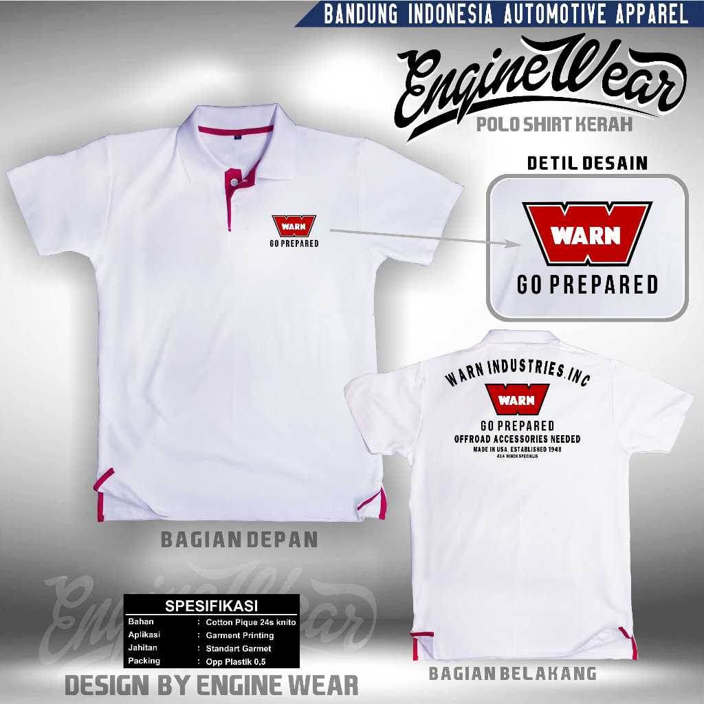 เสื้อโปโล warn logo เสื้อโปโล jeep Willys เสื้อปก warn JK tshirt Offroad รถเสื้อ Wrangler CJ7 rubico