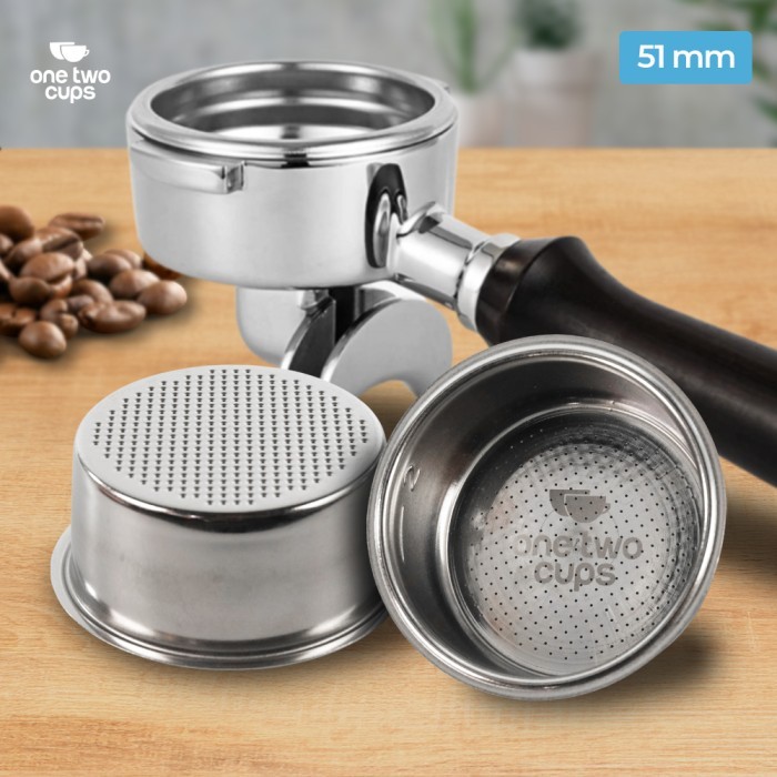 Portafilter Basket Filter 51mm เดี่ยว คู่ 4 ถ้วย Stainless