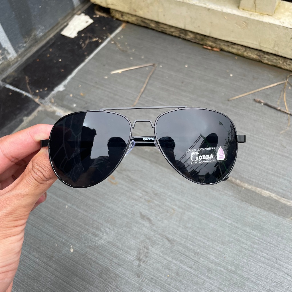 นักบินสีดํา AVIATOR GLASSES สีดํา COBRA แก้วสําหรับผู้ชาย