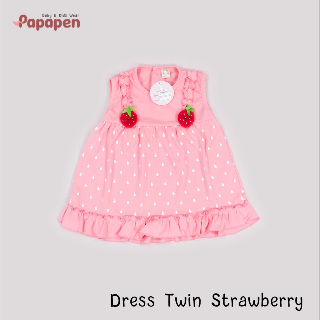 Rabbito Bunny Dress สตรอเบอร์รี่คู่ | ชุดเดรสเด็กผู้หญิง 2 ขวบ