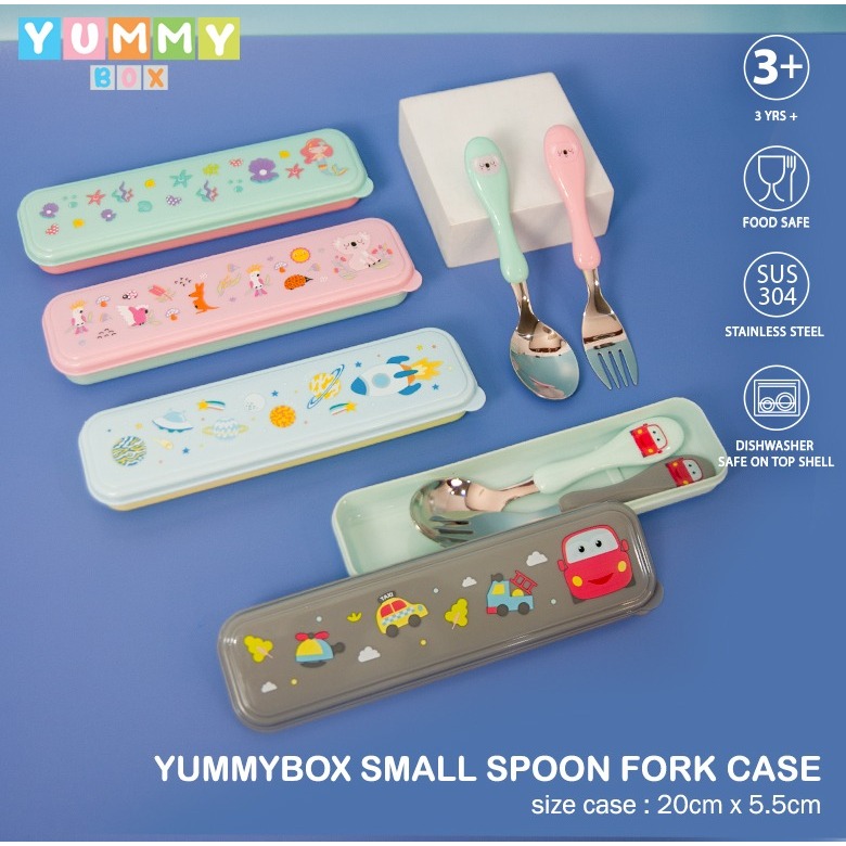 YUMMY BOX SPOON FORK CASE / STAINLESS STEEL CHILDRENS SPOON FORK SET YM1019