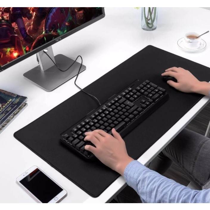 PLAIN BLACK GAMING MOUSEPAD LARGE LENGTH 70x30 60x30 / แผ่นรองเมาส์ 70 x 30 CM / 60 X 30 CM