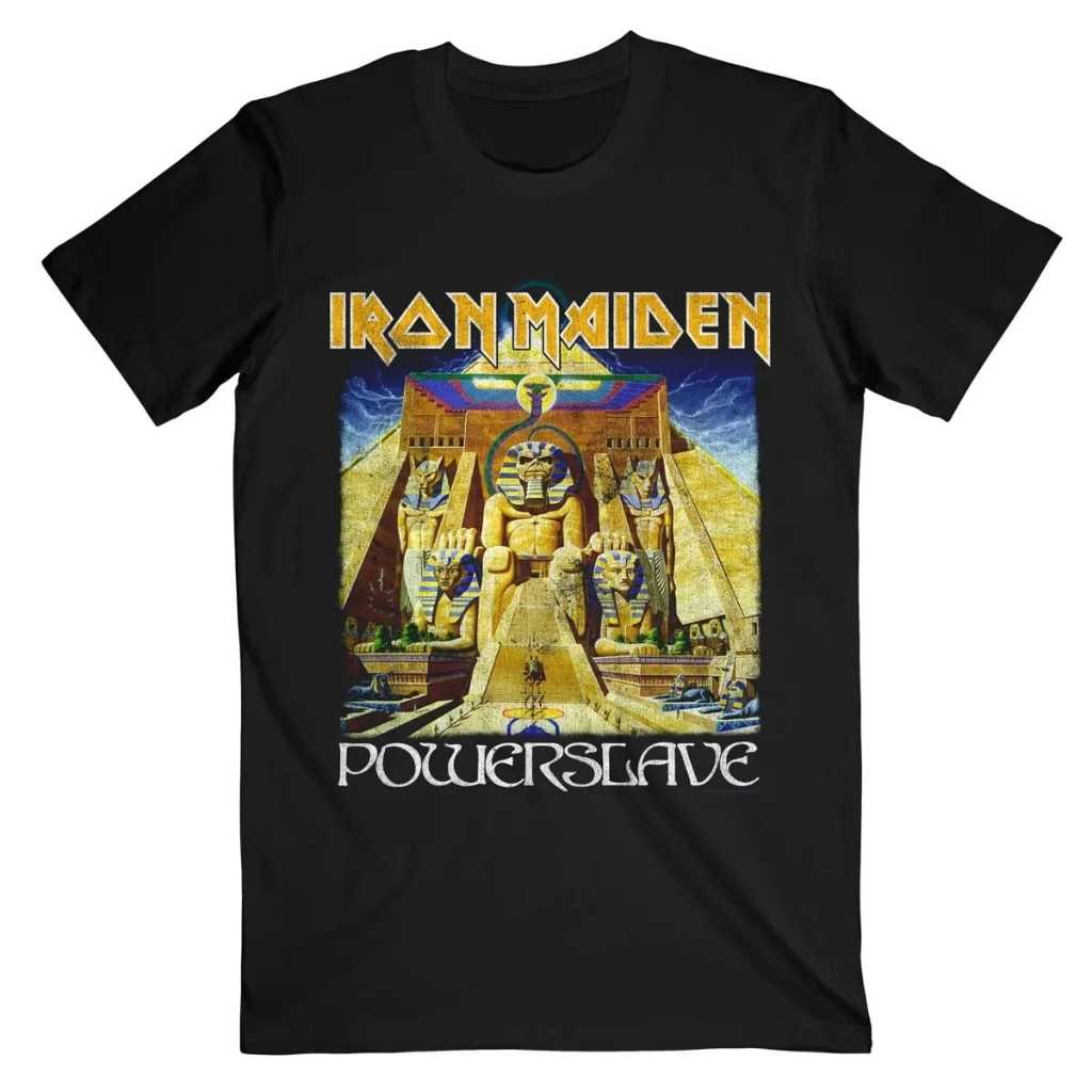 Iron Maiden Powerslave Album Premium T-Shirt Band Iron Maiden | เสื ้ อยืดวงโลหะร ็ อค