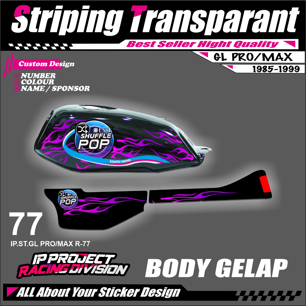 GL PRO/MAX 1985-1999 HONDA GL PRO/MAX 1985-1999 สติ๊กเกอร์แถบมอเตอร์ไซค์ - สติ๊กเกอร์รายการกราฟิก SI