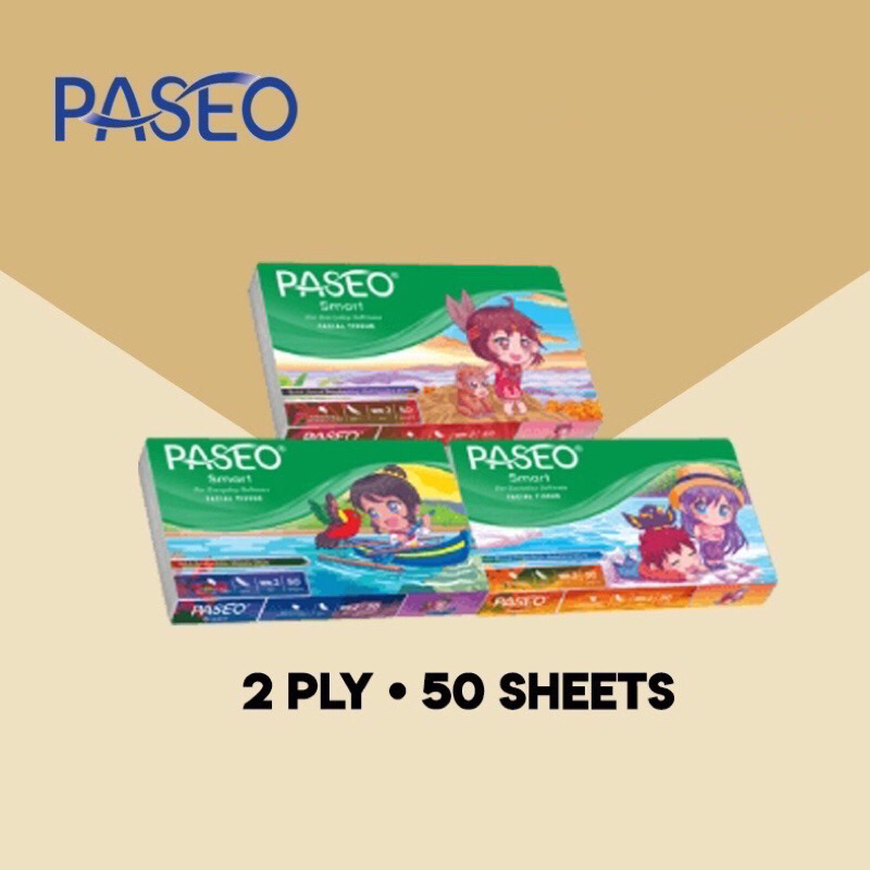 กระดาษทิชชู่ Paseo Smart Travel กระดาษทิชชู่เช็ดหน้า 50 แผ่น สําหรับเดินทาง
