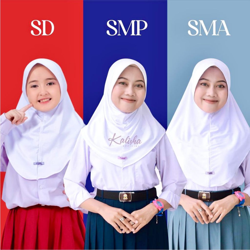 ฮิญาบสําหรับโรงเรียนประถมศึกษาเด็กมัธยมต้น High School Instant Sporty Hijab Sports Premium Jersey Penguin Veil By Kalishaofficial