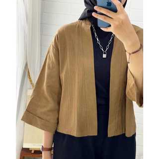 Belia Outer Crop Wanita Lengan 3/4 - Baju Atasan Wanita Korean Style - Outer Cardigan Blazer Wanita Oversize Terbaru Kekinian