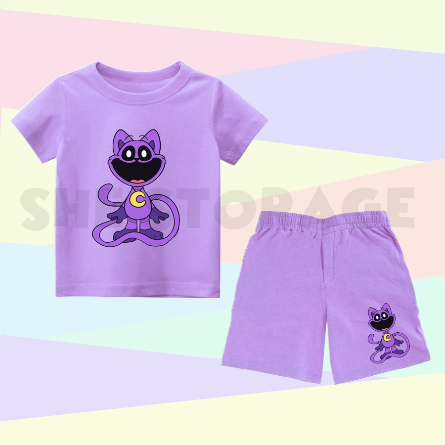 ชุดเด็ก CATNAP POPPY PLAYTIME 3 ONE SET ชุดเสื้อยืดกางเกงขาสั้นเด็ก