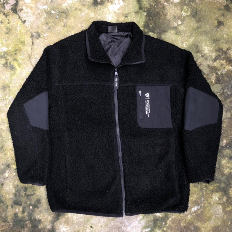Hitam Hangten Brand Black Sherpa Jacket