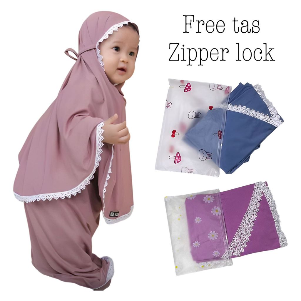 Maula Kidswear แฟชั่นมุสลิมสาวเสื้อผ้า Mukena ซิปอุปกรณ์สวดมนต์เด็ก Navy