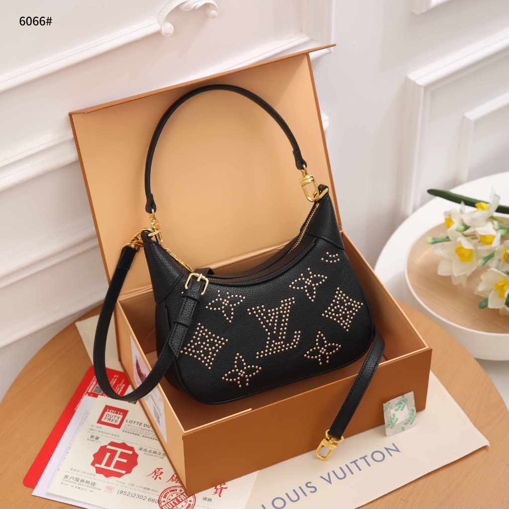 6066 กระเป๋ากระดุมโมโนสีทองสีดํา