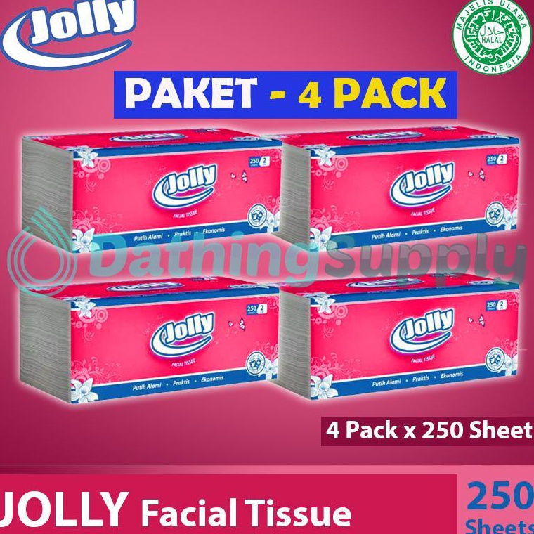 ART O5V PACKAGE 4 PACK JOLLY กระดาษเช็ดหน้า 25s แผ่น 2 ชั้น 25 ชิ้น 2 ชั้น x 4 PCSPACK กระดาษเช็ดหน้