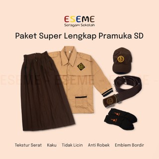 Setelan Super Lengkap Pramuka Siaga Seragam Sekolah SD Perempuan Baju Panjang Rok Panjang