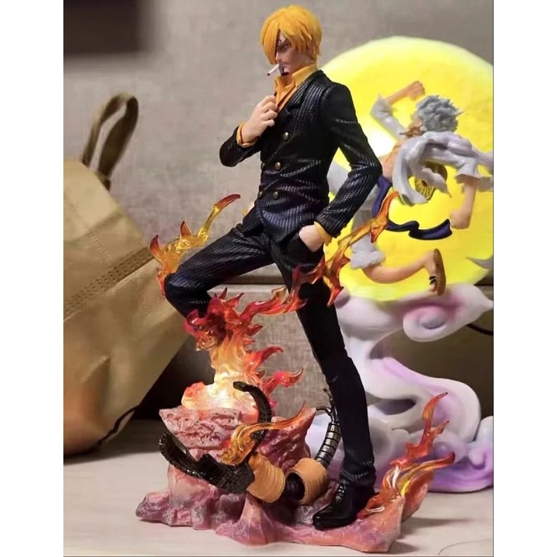 Action Figure One Piece Sanji Vinsmoke Led Recast Lx Studio Light Fire